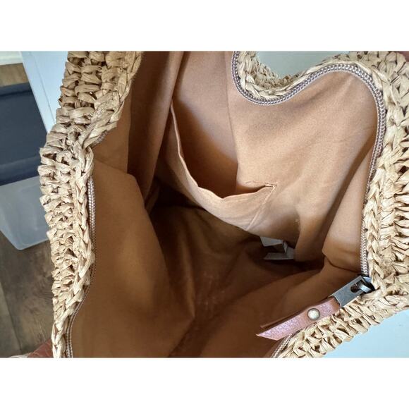 ROXY Beach Lover Woven Tan Tote Backpack Bag Medium Size Great Condition - Picture 7 of 8